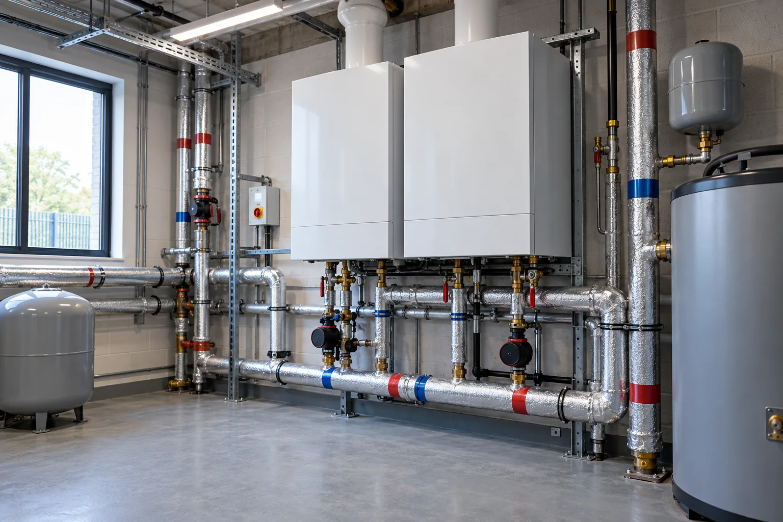 Representative commercial boiler plant room
