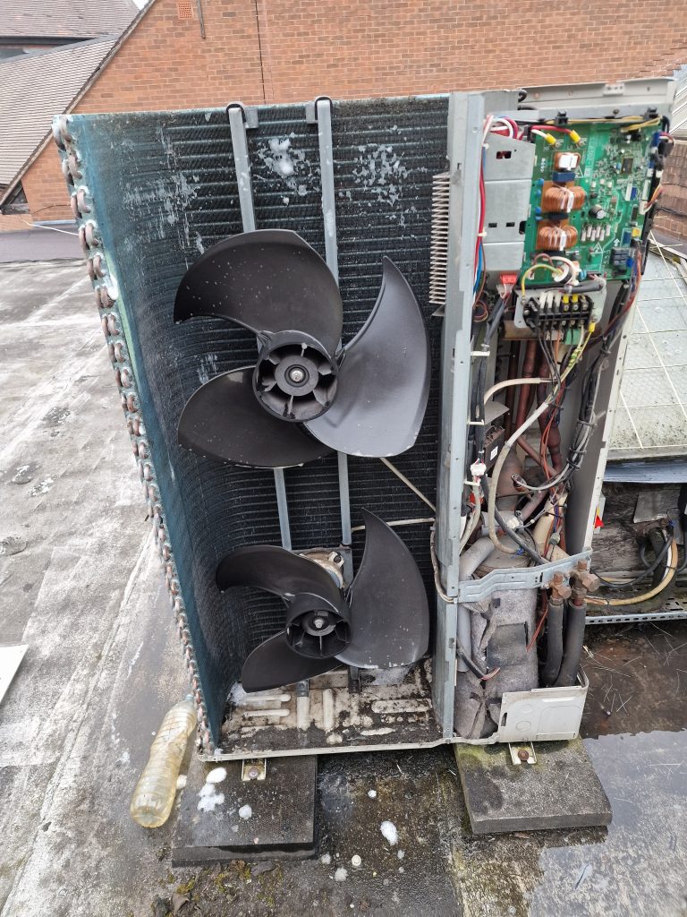 Accessible internal components of outdoor AC equipment